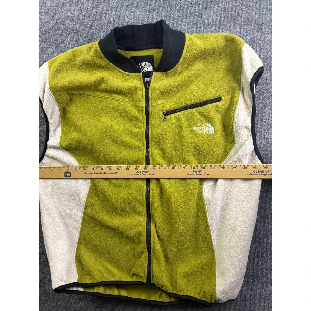 Vintage The North Face Fleece Vest Mens XL Lime‎ Green Cream Full Zip Colorblock